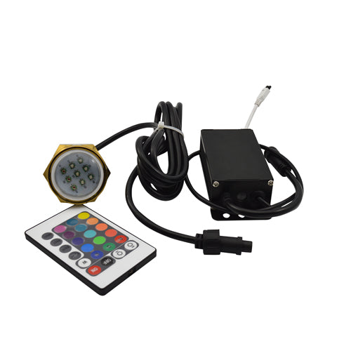 9x3 Watt LEDs – Aluminum Alloy Drain Plug Boat Light, RGB Multi-Color